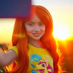 Size: 1024x1024 | Tagged: safe, imported from derpibooru, sunset shimmer, human, machine learning generated, photo, selfie