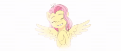 Size: 1920x810 | Tagged: safe, artist:makaryo, imported from derpibooru, fluttershy, pegasus, pony, animated, eyes closed, looking at you, music, older, older fluttershy, open mouth, open smile, simple background, smiling, smiling at you, webm, white background