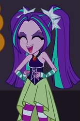 Size: 355x537 | Tagged: safe, imported from derpibooru, screencap, aria blaze, equestria girls, rainbow rocks, bare shoulders, clothes, dress, evil laugh, female, laughing, sleeveless, solo, solo female