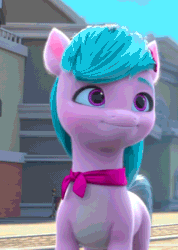 Size: 512x720 | Tagged: safe, imported from derpibooru, screencap, earth pony, pony, spoiler:g5, adordahlia, ali-conned, animated, cropped, cute, dahlia, female, flower, flower in hair, g5, gif, i watch it for the ears, mare, my little pony: make your mark, my little pony: make your mark chapter 2, nodding, smiling