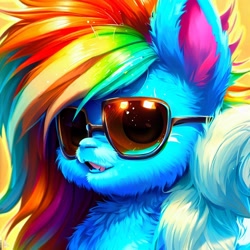 Size: 1024x1024 | Tagged: safe, imported from derpibooru, rainbow dash, pegasus, female, machine learning generated, mare, sunglasses