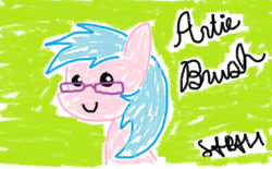 Size: 1024x634 | Tagged: safe, artist:sarahstudios11, imported from derpibooru, oc, oc only, oc:artie brush, pegasus, crayon, digital crayon, glasses, ms paint, pegasus oc, solo