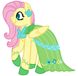 Size: 400x392 | Tagged: safe, artist:fluttershydaily, imported from derpibooru, fluttershy, clothes, dress, grand galloping gala, simple background, smiling, transparent background