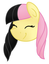 Size: 400x524 | Tagged: safe, artist:fluttershydaily, imported from derpibooru, fluttershy, alternate hairstyle, eyes closed, melanie martinez, simple background, smiling, transparent background