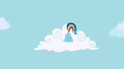 Size: 1280x720 | Tagged: safe, imported from derpibooru, screencap, rainbow dash, pegasus, pony, cloud, face down ass up, sky, solo