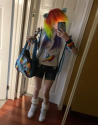 Size: 700x892 | Tagged: safe, imported from derpibooru, rainbow dash, human, pony, clothes, cosplay, costume, irl, irl human, photo