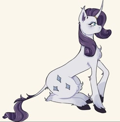 Size: 706x718 | Tagged: safe, artist:goblin, imported from derpibooru, rarity, unicorn, chest fluff, female, horn, horn jewelry, jewelry, mare, simple background, solo, white background