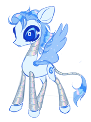 Size: 1280x1722 | Tagged: safe, artist:webkinzworldz, imported from derpibooru, oc, oc only, oc:dreamweaver, pegasus, pony, robot, robot pony, simple background, solo, white background