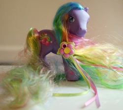 Size: 619x555 | Tagged: safe, imported from derpibooru, rainbowberry, pony, g3, irl, long mane, long tail, photo, solo, super long hair pony, tail, toy