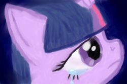 Size: 3000x2000 | Tagged: safe, artist:jimthecactus, imported from derpibooru, twilight sparkle, pony, unicorn, bust, close-up, crying, frown, high res, looking up, solo, unicorn twilight