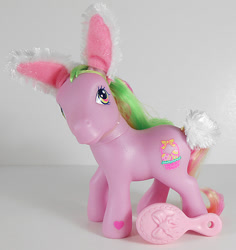 Size: 567x600 | Tagged: safe, imported from derpibooru, brushable, bunny ears, comb, g3, irl, photo, sunshine parade, toy