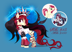Size: 4740x3444 | Tagged: safe, artist:mariakarpova123, imported from derpibooru, roseluck, earth pony, human, pony, clothes, crown, eyeshadow, flower, fusion, genshin impact, jewelry, makeup, ponified, qr code, raised hoof, regalia, rosaria (genshin impact), rose