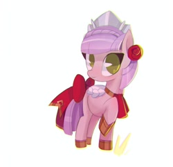 Size: 2242x2160 | Tagged: safe, artist:olga_kai, imported from derpibooru, earth pony, pony, bow, clothes, flower, genshin impact, hoof shoes, maid, noelle (genshin impact), ponified, raised hoof, rose, simple background, white background