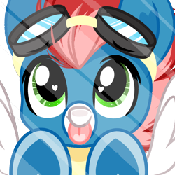 Size: 2000x2000 | Tagged: safe, artist:emberslament, imported from derpibooru, oc, oc:swift apex, pegasus, pony, :p, clothes, frog (hoof), glass, goggles, goggles on head, heart, heart eyes, licking, solo, tongue out, underhoof, uniform, wingding eyes, wonderbolts uniform