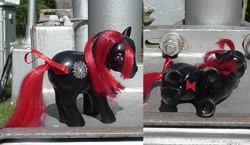 Size: 801x464 | Tagged: safe, artist:lonewolf3878, imported from derpibooru, black widow, earth pony, monster pony, original species, pony, spider, spiderpony, brushable, customized toy, female, g1, irl, photo, toy