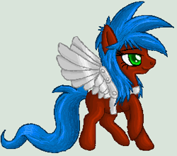Size: 303x267 | Tagged: safe, artist:tami-kitten, imported from derpibooru, oc, oc only, oc:dax, pony, female, long tail, mare, metal wing, prosthetic limb, prosthetic wing, solo, tail, wings