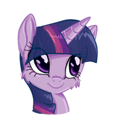 Size: 236x259 | Tagged: safe, artist:tami-kitten, imported from derpibooru, twilight sparkle, pony, unicorn, bust, cheek fluff, female, looking offscreen, mare, portrait, simple background, smiling, solo