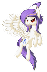 Size: 365x564 | Tagged: safe, artist:tami-kitten, imported from derpibooru, oc, oc only, pegasus, confident, female, floating, looking forward, mare, raised hoof, solo, spread wings, wings
