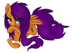 Size: 491x358 | Tagged: safe, artist:tami-kitten, imported from derpibooru, oc, oc only, pegasus, pony, chest fluff, ear piercing, earring, female, jewelry, long mane, lying down, mare, pegasus oc, piercing, prone, raised hoof, simple background, solo, sultry pose, transparent background