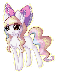 Size: 341x435 | Tagged: safe, artist:tami-kitten, imported from derpibooru, oc, oc only, oc:emberlee, earth pony, pony, bow, female, frills, looking forward, mare, multicolored hair, simple background, solo, transparent background