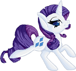 Size: 324x304 | Tagged: safe, artist:tami-kitten, imported from derpibooru, rarity, pony, unicorn, female, looking at you, mare, raised leg, side view, simple background, smiling, solo, transparent background