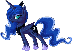 Size: 530x376 | Tagged: safe, artist:tami-kitten, imported from derpibooru, princess luna, alicorn, pony, female, folded wings, looking at you, mare, side view, simple background, solo, transparent background, wings
