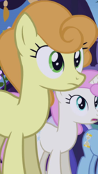 Size: 428x760 | Tagged: safe, imported from derpibooru, screencap, carrot top, golden harvest, minuette, twinkleshine, earth pony, pony, unicorn, friendship is magic, background character, background pony, cropped, female, mare, solo focus