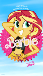 Size: 1080x1920 | Tagged: safe, imported from derpibooru, sunset shimmer, human, equestria girls, barbie, barbie (movie), clothes, summer sunset, sunset selfie, swimsuit