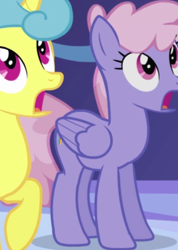 Size: 429x603 | Tagged: safe, imported from derpibooru, screencap, lemon hearts, rainbowshine, pegasus, pony, friendship is magic, background character, background pony, cropped, female, folded wings, mare, solo focus, wings