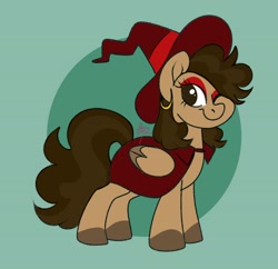 Size: 3766x3642 | Tagged: safe, artist:fizzlefer, imported from derpibooru, oc, oc only, earth pony, pony, cape, clothes, ear piercing, earring, hat, jewelry, piercing, solo, witch hat