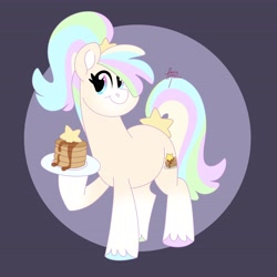 Size: 4096x4096 | Tagged: safe, artist:fizzlefer, imported from derpibooru, oc, oc only, earth pony, pony, food, pancakes, plate, solo
