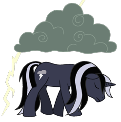 Size: 1000x1008 | Tagged: safe, artist:lonewolf3878, imported from derpibooru, oc, oc only, oc:chrome thunder, pony, unicorn, cloud, dark clouds, male, sad, simple background, solo, transparent background