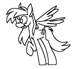 Size: 1000x932 | Tagged: safe, artist:partyponypower, imported from derpibooru, derpy hooves, pegasus, pony, :p, black and white, grayscale, lineart, monochrome, simple background, solo, tongue out, white background