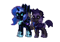 Size: 300x210 | Tagged: safe, imported from derpibooru, nightmare moon, bat pony, pony, pony town, animated, gif, pixel art, simple background, transparent background, wavy mane