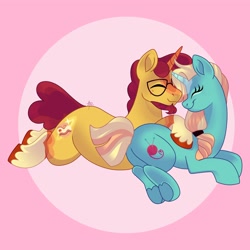 Size: 4000x4000 | Tagged: safe, artist:fizzlefer, imported from derpibooru, oc, oc only, pony, unicorn, butt, duo, eyes closed, female, glasses, male, mare, plot, shipping, stallion, straight