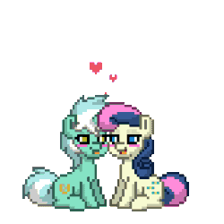 Size: 270x270 | Tagged: safe, artist:slybotz, imported from derpibooru, bon bon, lyra heartstrings, sweetie drops, pony, pony town, animated, cute, gif, heart, lyrabetes, simple background, transparent background