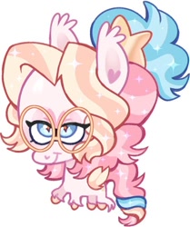 Size: 566x678 | Tagged: safe, artist:fizzlefer, imported from derpibooru, oc, oc only, oc:bitter glitter, bat pony, pony, chibi, glasses, simple background, solo, white background