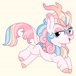 Size: 4096x4096 | Tagged: safe, artist:fizzlefer, imported from derpibooru, oc, oc only, oc:bitter glitter, kirin, pony, cloven hooves, simple background, solo, white background, yellow background