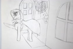 Size: 3809x2539 | Tagged: safe, artist:jimthecactus, imported from derpibooru, rarity, undead, unicorn, vampire, vampony, cape, clothes, fangs, female, grayscale, mare, monochrome, pencil drawing, solo, spider web, traditional art