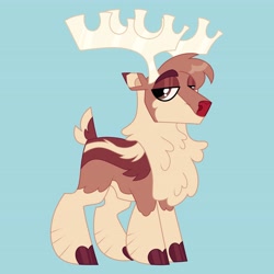 Size: 4096x4096 | Tagged: safe, artist:fizzlefer, imported from derpibooru, oc, oc only, deer, reindeer, blue background, cloven hooves, male, simple background, solo