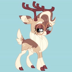 Size: 4096x4096 | Tagged: safe, artist:fizzlefer, imported from derpibooru, oc, oc only, deer, reindeer, blue background, cloven hooves, female, glasses, simple background, solo