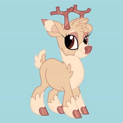 Size: 4096x4096 | Tagged: safe, artist:fizzlefer, imported from derpibooru, oc, oc only, deer, reindeer, blue background, cloven hooves, female, glasses, simple background, solo