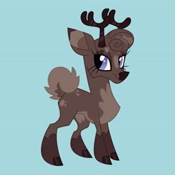 Size: 4096x4096 | Tagged: safe, artist:fizzlefer, imported from derpibooru, oc, oc only, deer, reindeer, blue background, cloven hooves, female, glasses, simple background, solo