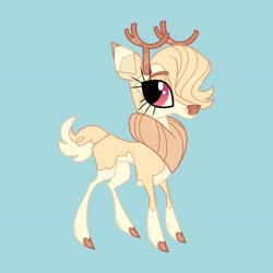 Size: 4096x4096 | Tagged: safe, artist:fizzlefer, imported from derpibooru, oc, oc only, deer, reindeer, blue background, cloven hooves, female, glasses, simple background, solo