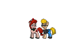 Size: 567x300 | Tagged: safe, artist:slybotz, imported from derpibooru, oc, oc:super gay, pony, pony town, animated, flying, gif, johnny bravo, meme, pointing, simple background, speech bubble, standing, transparent background