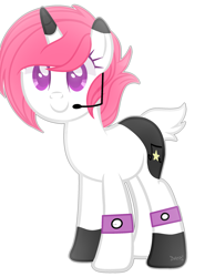 Size: 2007x2715 | Tagged: safe, artist:harusocoma, imported from derpibooru, pony, unicorn, headworn microphone, pink mane, purple eyes, short tail, simple background, solo, tail, white background, white coat