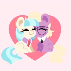 Size: 4096x4096 | Tagged: safe, artist:fizzlefer, imported from derpibooru, coco pommel, grace manewitz, earth pony, pony, cocomanewitz, duo, female, heart, kissing, lesbian, mare, shipping