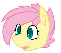 Size: 400x348 | Tagged: safe, artist:fluttershydaily, imported from derpibooru, fluttershy, alternate hairstyle, open mouth, rainbow dash hair, simple background, transparent background