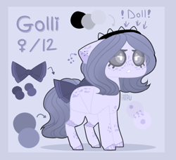Size: 1352x1235 | Tagged: safe, artist:harusocoma, imported from derpibooru, oc, earth pony, pony, bow, color palette, female, gray mane, grey tail, mare, simple background, tail, tail bow, white coat