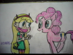 Size: 1024x768 | Tagged: safe, artist:spongekid1999, imported from derpibooru, pinkie pie, earth pony, pony, crossover, star butterfly, star vs the forces of evil